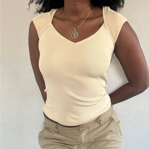 LOFT Beige Ribbed Tank Top